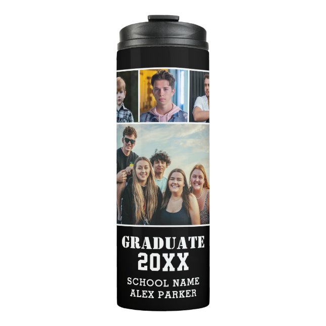 Moderne, fette Typografie 4 Abschluss FotoCollage Thermosbecher (Vorderseite)