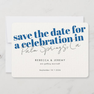 Moderne, fette Typografie Blue Wedding Save The Date