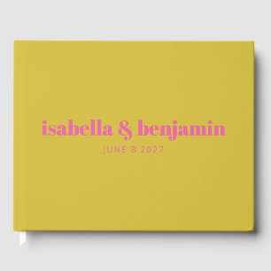 Moderne fette Typografie Bright Pink Yellow Weddin Gästebuch