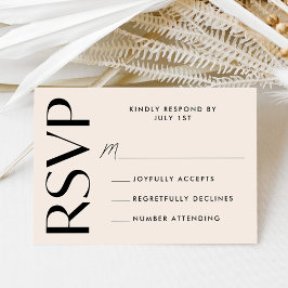 Moderne fette Typografie-Creme-Hochzeit RSVP Karte