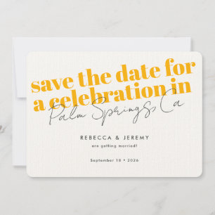 Moderne fette Typografie Goldene gelbe Hochzeit Save The Date