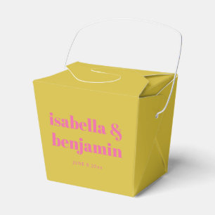 Moderne fette Typografie Helles Rosa Gelbe Hochzei Geschenkschachtel