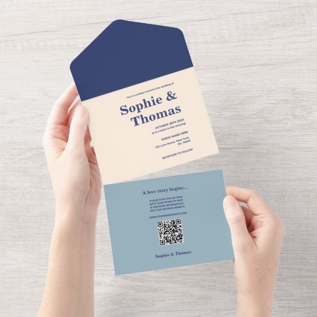 Moderne fette Typografie-Hochzeit All In One Einladung (Abreißen)