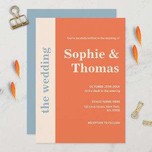 Moderne fette Typografie Hochzeit Apricot Dusty Bl Einladung