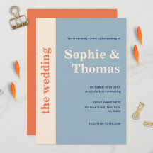 Moderne Fette Typografie Hochzeit Staubblau Apriko