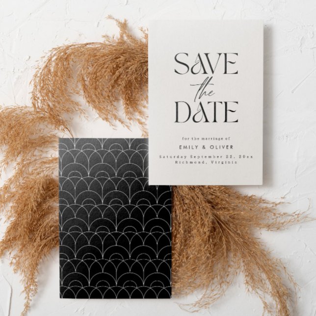 Moderne fette Typografie Hochzeitscreme schwarz el Save The Date (Von Creator hochgeladen)
