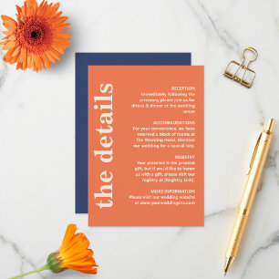 Moderne fette Typografie - Hochzeitsdetails Begleitkarte