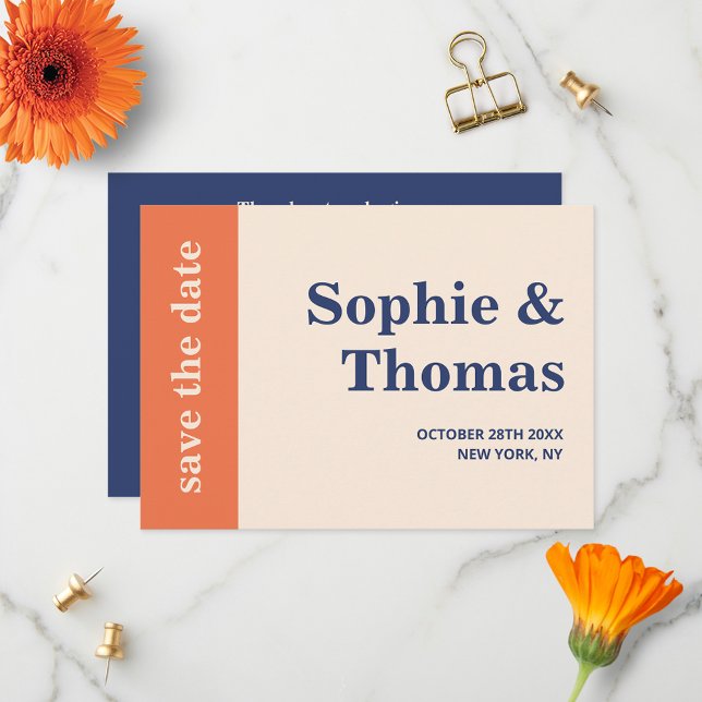 Moderne, fette Typografie Hochzeitsnadel-Marmorcre Save The Date (Von Creator hochgeladen)