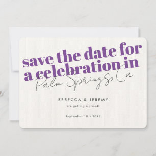 Moderne, fette Typografie, Lila Hochzeit Save The Date