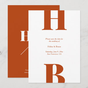 Moderne, fette Typografie Monogram Rust Wedding Save The Date