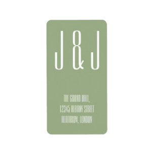 Moderne fette Typografie Monogram Sage Green Adressaufkleber