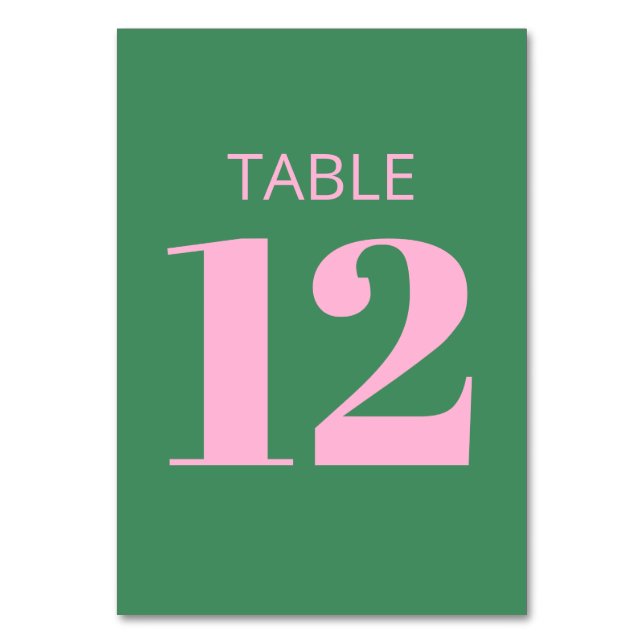 Moderne fette Typografie Rosa Grüne Bat Mitzvah Tischnummer (Vorderseite)