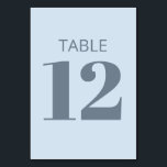 Moderne fette Typografie Sanftes Blau Bat Mitzvah Tischnummer<br><div class="desc">Dieses Tischnummerndesign hat einen sanften eisblauen Hintergrund mit großen,  leicht lesbaren Zahlen für ein sauberes Empfangslayout. Es soll mit moderner,  minimalistischer und kühler Dekoration koordinieren. Die ruhige staubblaue Farbe wird klar fotografiert und hält die Tische für die Gäste leicht navigierbar. Ein einfaches Detail,  das ein organisiertes,  kohärentes Empfangs-Setup unterstützt.</div>