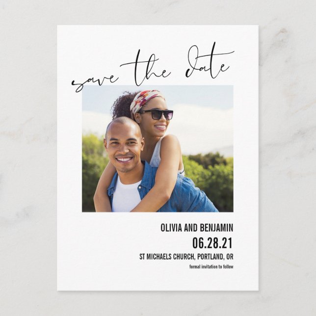 Moderne, fette Typografie Save the Date Postkarte (Vorderseite)