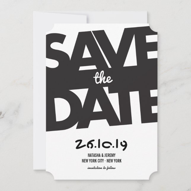 Moderne fette Typografie Stilvolles Foto Save the  Date (Vorderseite)