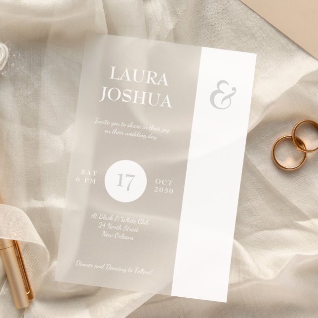 Moderne fette Typografie, weiße Hochzeit Acryleinladungen (Von Creator hochgeladen)