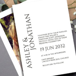 Moderne, fette und Minimalistische Foto-Hochzeit Einladung