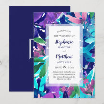 Moderne fette WasserfarbenMarine Lila Aqua Wedding