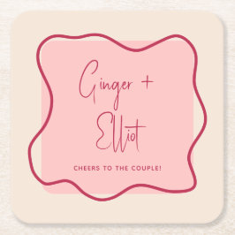 Moderne fette Wavy Frame Magenta Cheers Wedding Rechteckiger Pappuntersetzer