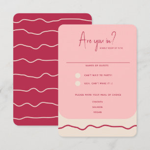 Moderne fette Wavy Frame Magenta Pink Wedding RSVP Karte
