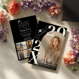 Moderne Fette Weiße Schwarze Trendige 6 Fotos Absc Einladung