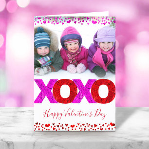 Moderne, fette XOXO Valentinstag-Herzen-Foto Feiertagskarte