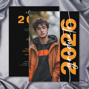 Moderne fettgedruckte orange Typografie-Abschlussa Einladung