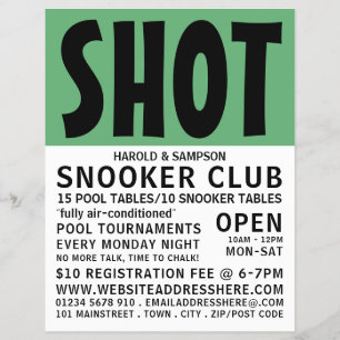 Moderne fettgedruckte Poolclub-, Snookerclubwerbun Flyer