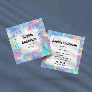 Moderne, fettgedruckte Regenbogen-Holografie  Quadratische Visitenkarte
