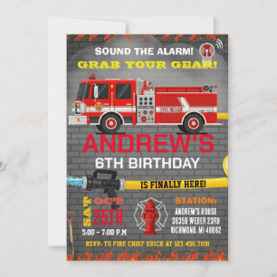 Moderne Feuerwehr-Themen-LKW Einladung