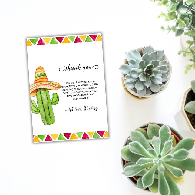 Moderne Fiesta Cactus Taco 'Bout A Baby Shooter Dankeskarte (Modern Fiesta Cactus Taco 'Bout A Baby Shower Thank You Card)