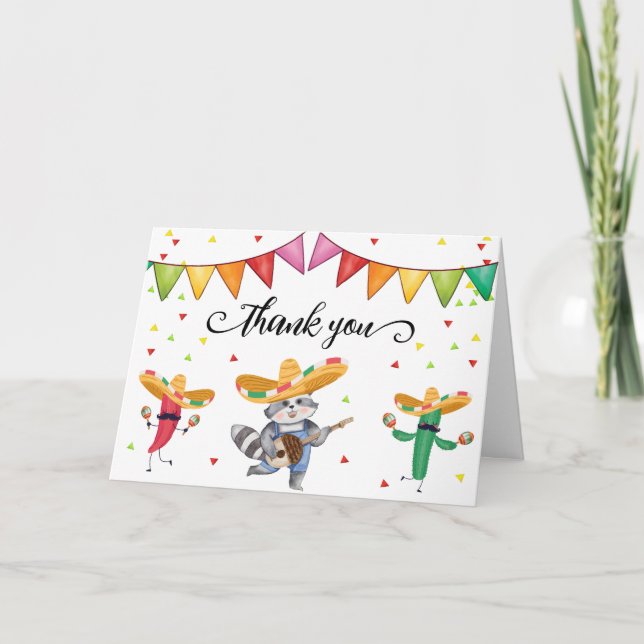 Moderne Fiesta Taco 'Bout A Baby Cactus Baby Showe Dankeskarte (Vorderseite)