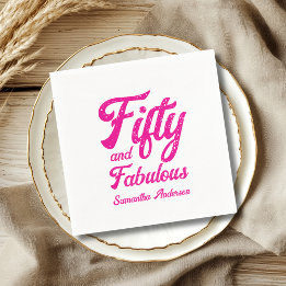 Moderne Fifty and Fabulous Pink 50. Geburtstagsfei Serviette