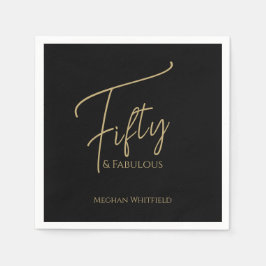 Moderne Fifty and Fabulous Schriftzug 50. Geburtst Serviette