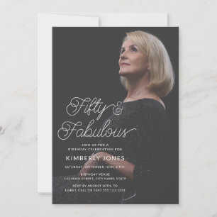Moderne Fifty & Fabulous Foto 50. Geburtstagsfeier Einladung