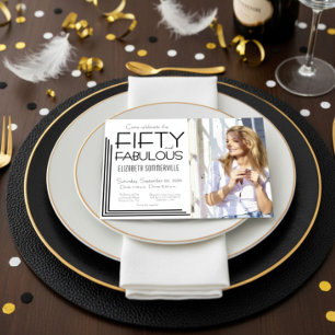 Moderne Fifty & Fabulous Foto 50. Geburtstagsfeier Einladung