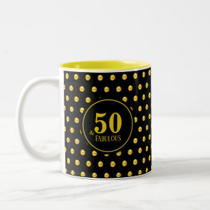 Moderne Fifty & Fabulous mit goldenen Punkten auf Zweifarbige Tasse