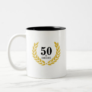 Moderne Fifty & Fabulous mit Laurel Wreath Zweifarbige Tasse