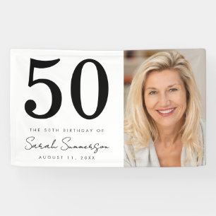 Moderne Fifty Schwarz-Weiß-Foto 50. Geburtstagsfei Banner
