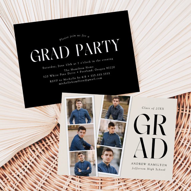 Moderne Filmstrip Creme 6 Foto Graduation Party Einladung (Von Creator hochgeladen)