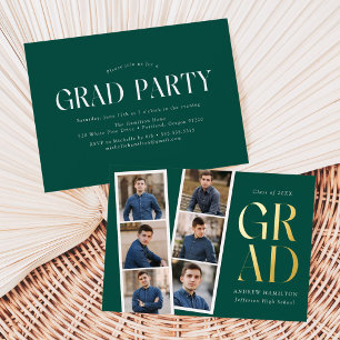 Moderne Filmstrip Green 6 Foto Graduation Party Folieneinladung