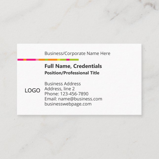 Moderne Firmenlogofarbe für Unternehmen, Schwarz-w Visitenkarte (Vorderseite)