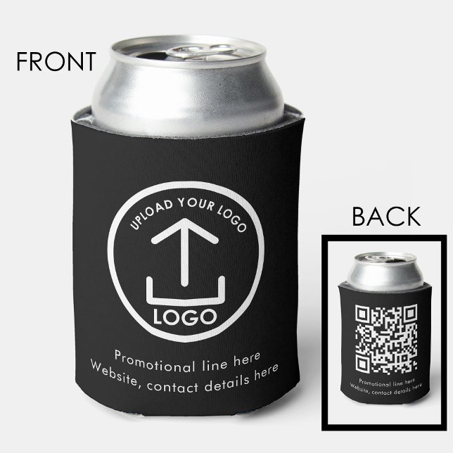 Moderne Firmenlogos Text Prompt QR Code Schwarz Dosenkühler (Modern Business Logo Text Promo QR Code Black Can Cooler)