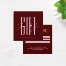 Moderne Firmenschriftart roter Geschenkgutschein