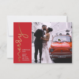 Moderne First Christmas Wedding Imitate Gold Karte