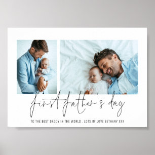 Moderne First Fathers Day 2 Fotos Vorlage  Poster