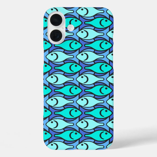 Moderne Fische, blau und aqua Case-Mate iPhone Hülle (Rückseite)