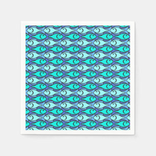 Moderne Fische, blau und aqua Serviette