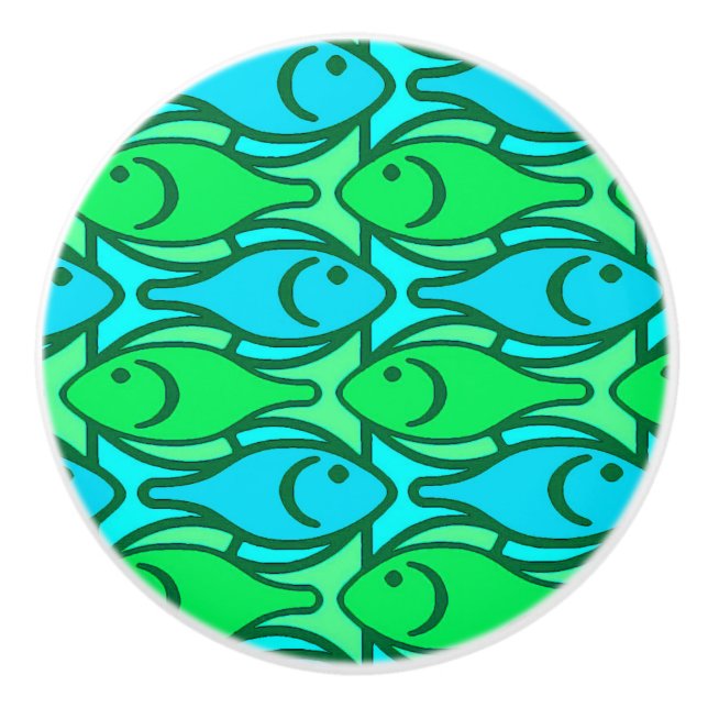 Moderne Fische der Mitte des Jahrhunderts, Keramikknauf (Vorderseite)