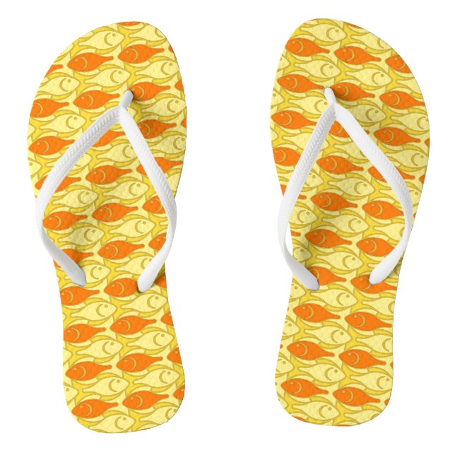 Moderne Fische, gelb und orange Flip Flops (Fußbett)